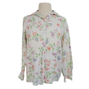 Talbots Linen Floral Long-Sleeve Shirt